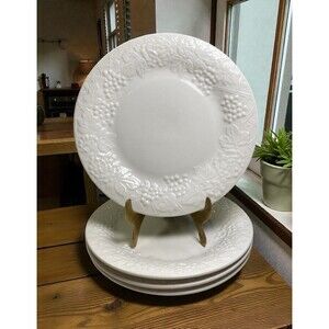 Gibson Designs Four Seasons Salad Plates 7 3/4” White Embossed Fruit Set Of 4